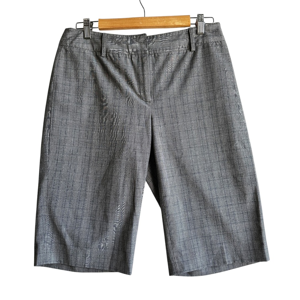 Apt 9 Stretch Maxwell Bermuda‎ Shorts Gray Plaid Casual Pinstripe Size 8